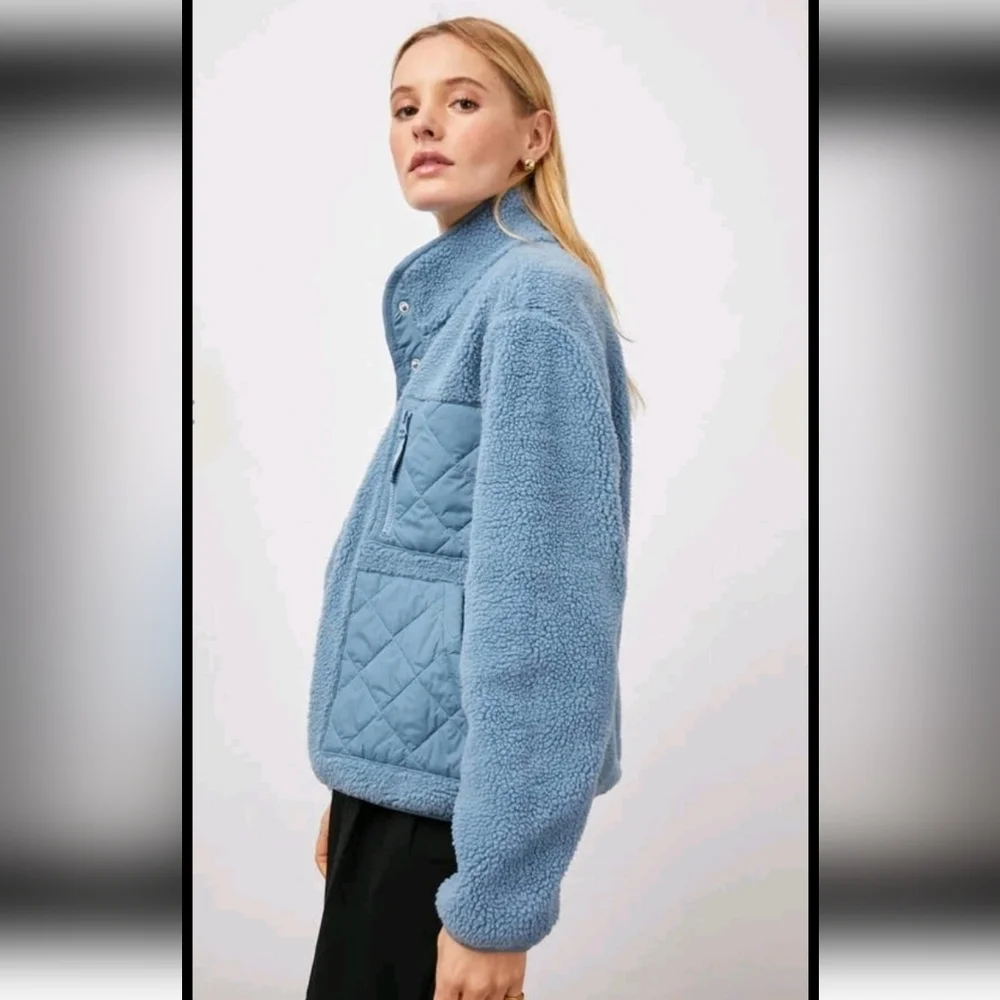 Rails Womens Lorena Steel Blue Sherpa Cozy Winter Outerwear Jacket S - Picture 3 of 16